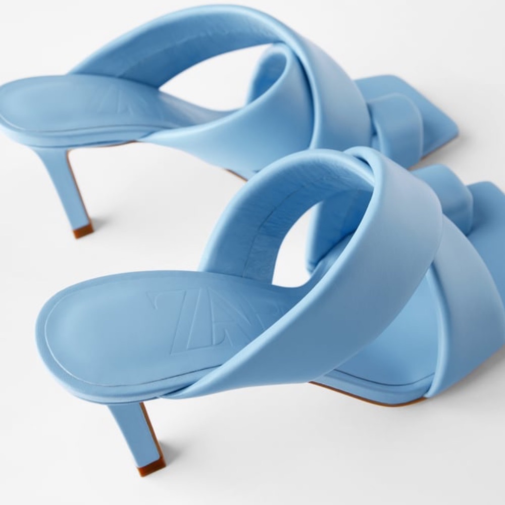 Zara padded heeled leather sandals